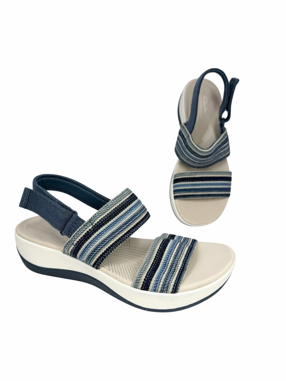 Clarks Women's Arla Stroll Hook Loop Slingback Sandals Blue Multi Size 7.5M